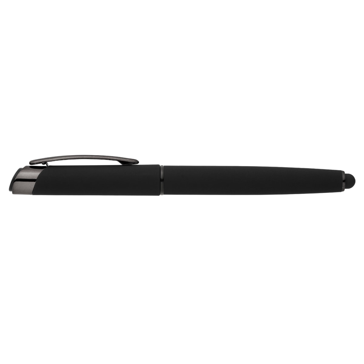 Branded Recycled Aluminium Gel Pen with Stylus in Black