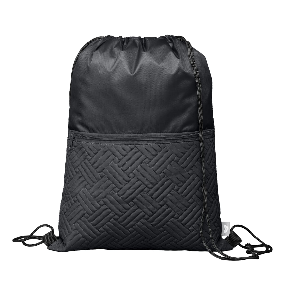 Branded Recycled Quilted Drawstring Bag 6L in Black