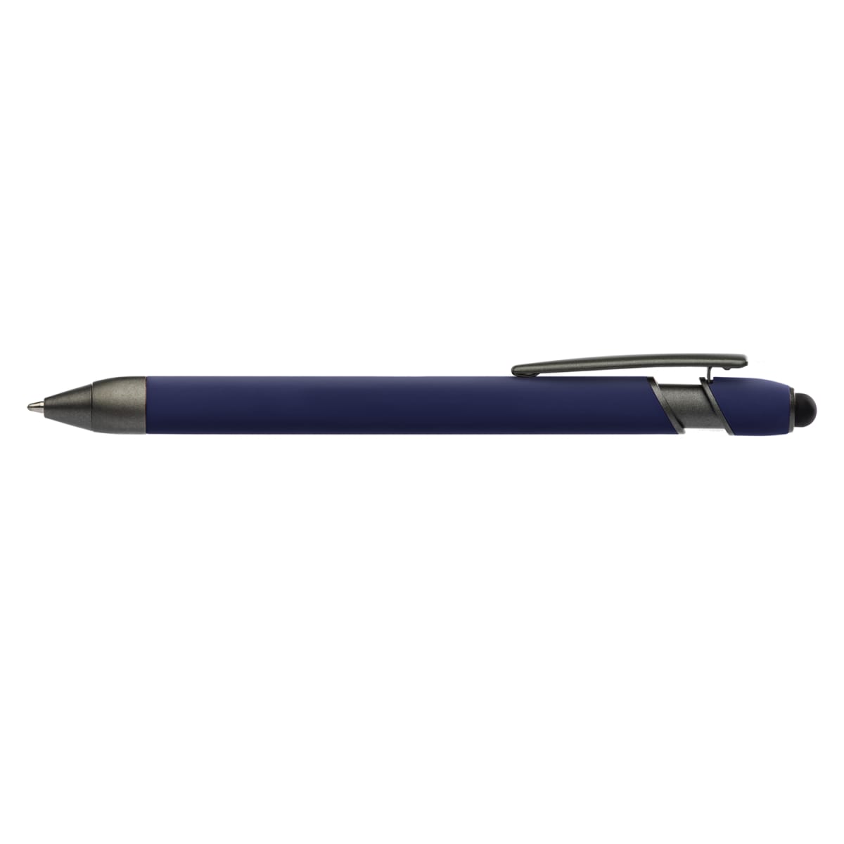Branded Gunmetal Trim Metal Stylus Pen with Soft Touch Barrel