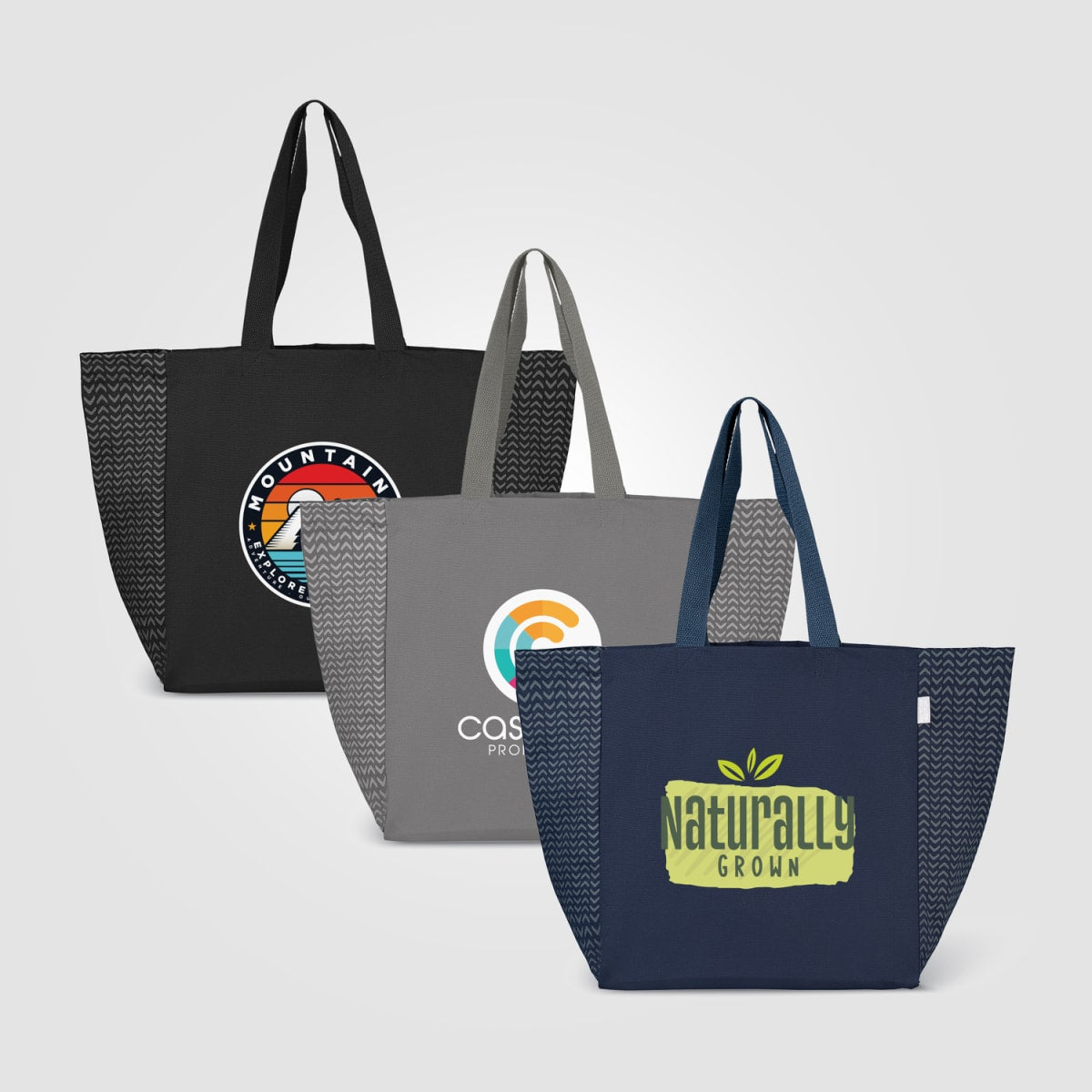 Branded Recycled Cotton Chevron Tote Bag