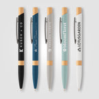 Branded Recycled Aluminium Pen with Bamboo Trim