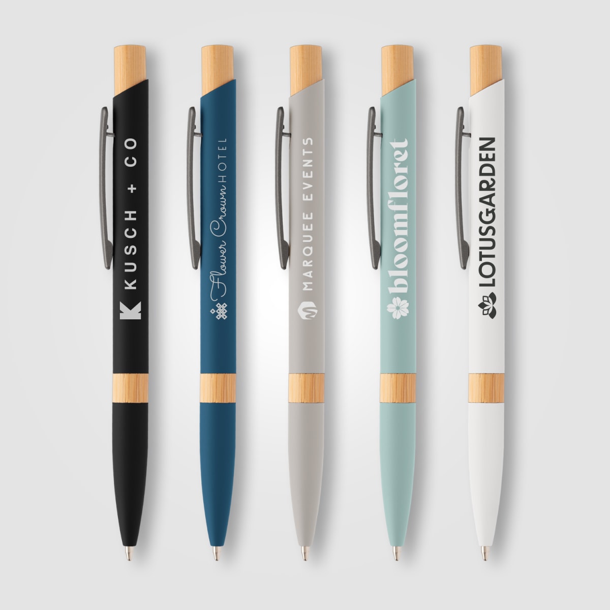 Branded Recycled Aluminium Pen with Bamboo Trim