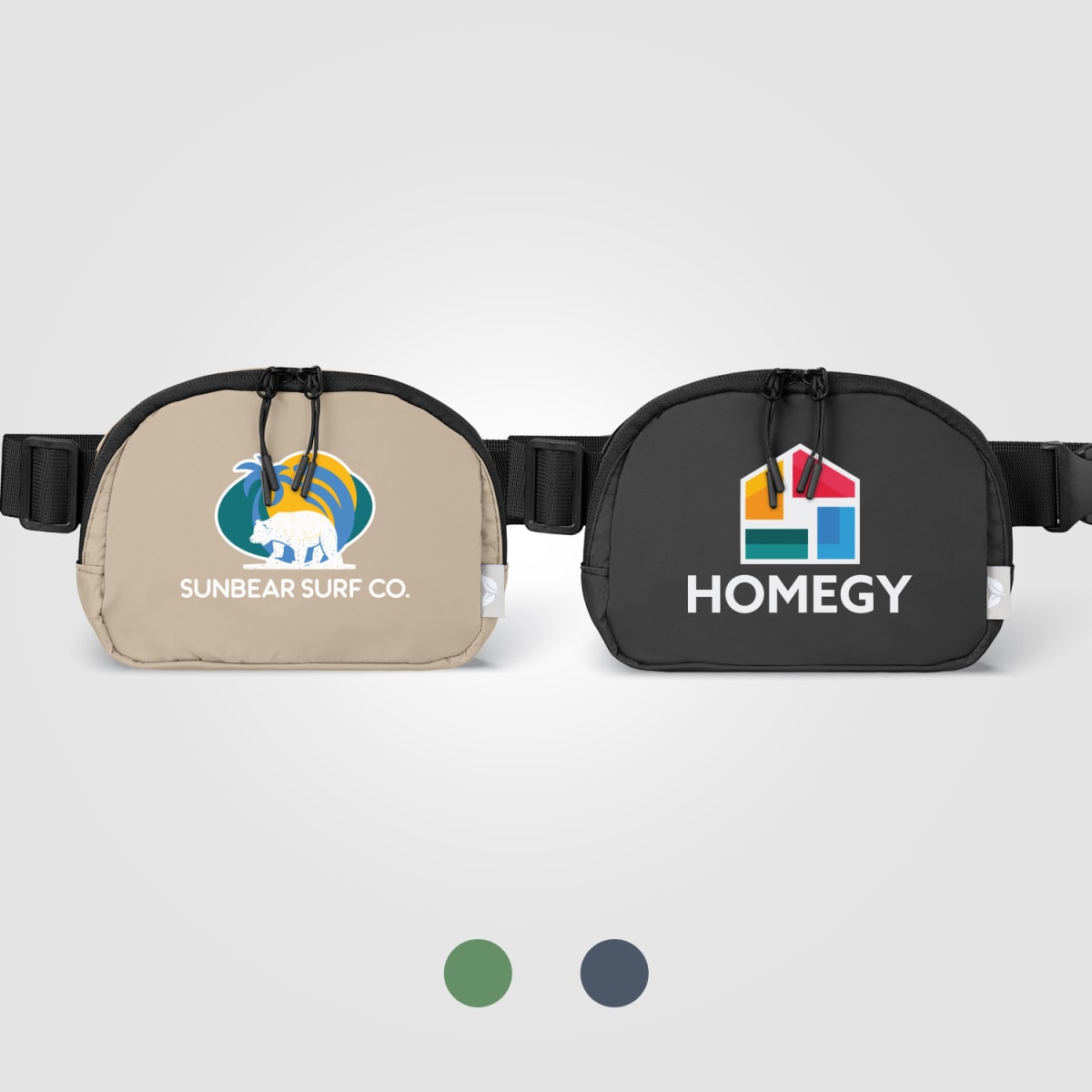 Branded Recycled Nylon Zip Waist Bag with Carabiner