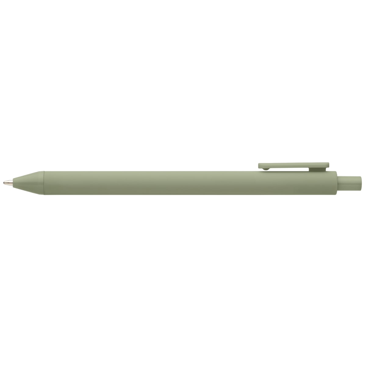 Branded Recycled Plastic Soft Touch Retractable Pen in Sage