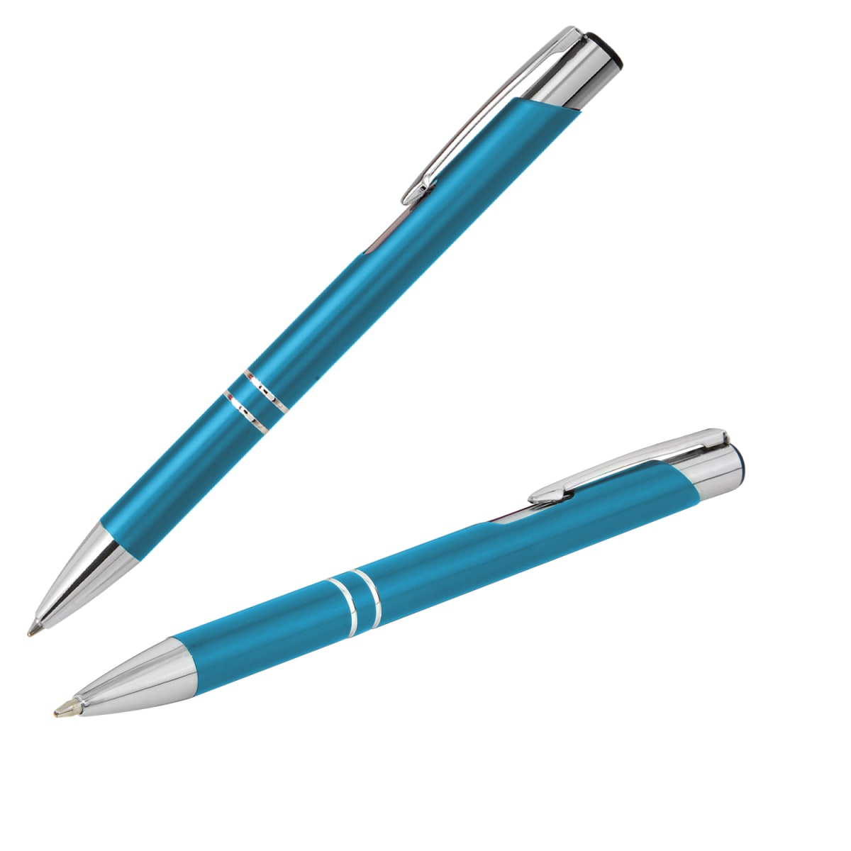 Branded Matte Aluminium Pen with Jumbo Refill in Light Blue