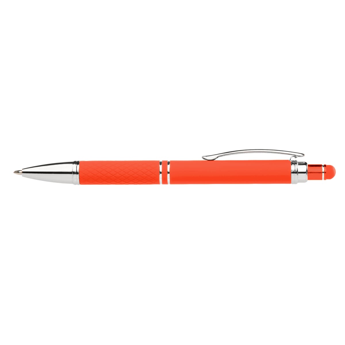 Branded Bright Soft-Touch Metal Click Pen with Stylus in Orange