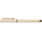 Branded Recycled Plastic Gel Pen with Stylus and Bronze Trim in Dune