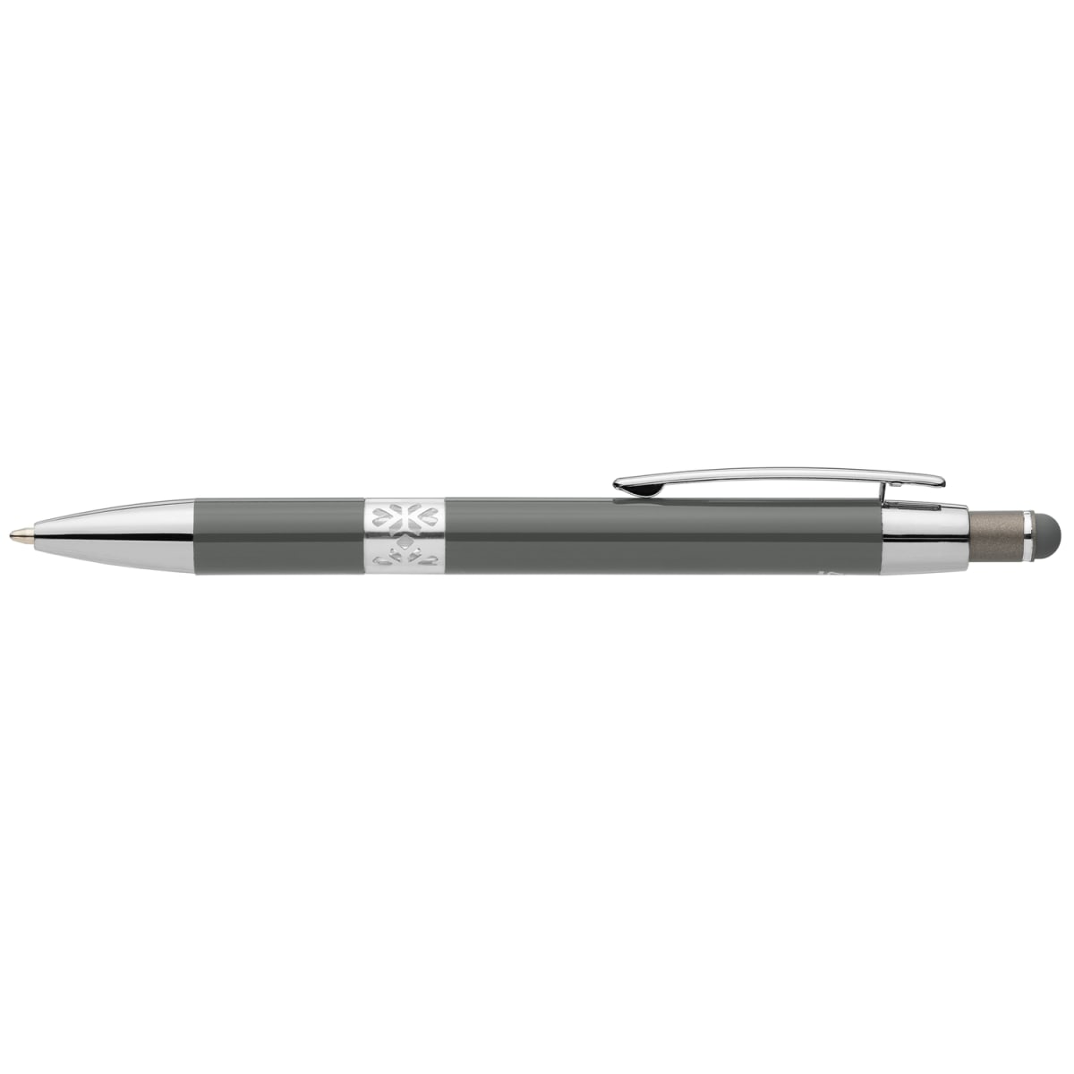 Branded Recycled Aluminium Chrome Trim Stylus Pen in Gunmetal