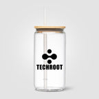 Branded 540 ml Glass Tumbler with Bamboo Lid and Straw