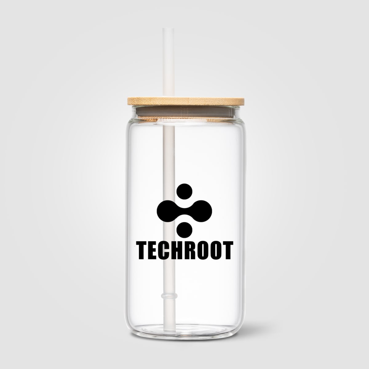 Branded 540 ml Glass Tumbler with Bamboo Lid and Straw