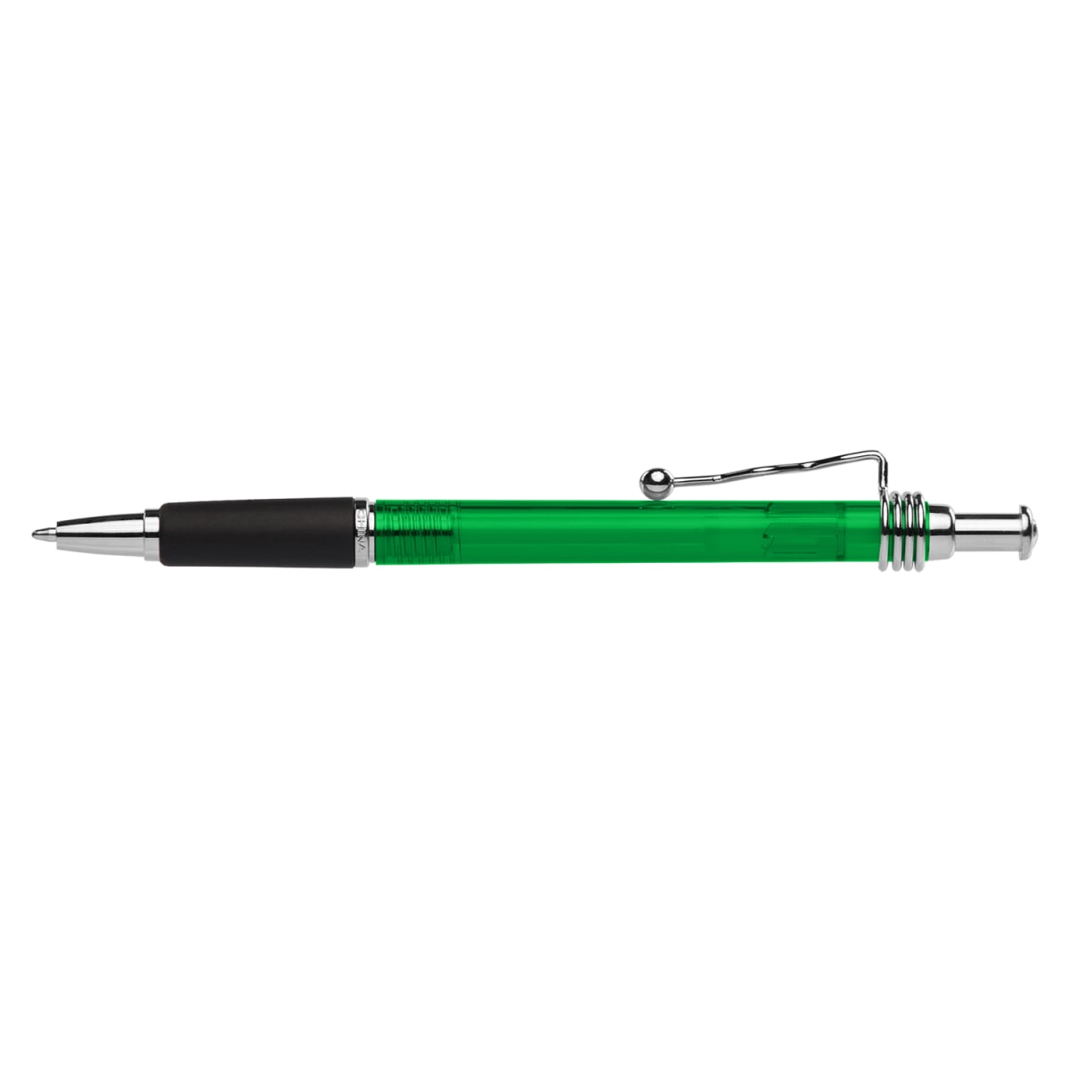 Branded Translucent Ballpoint Pen with Spiral Clip in Translucent Green