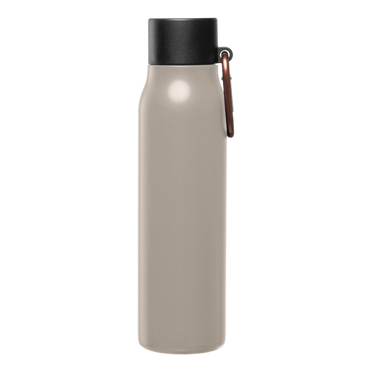 Branded Recycled Steel Vacuum Bottle with Carabiner - 550ml in Dune