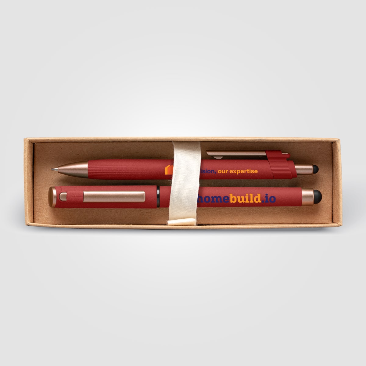 Branded Recycled Plastic Pen Gift Set with Kraft Box