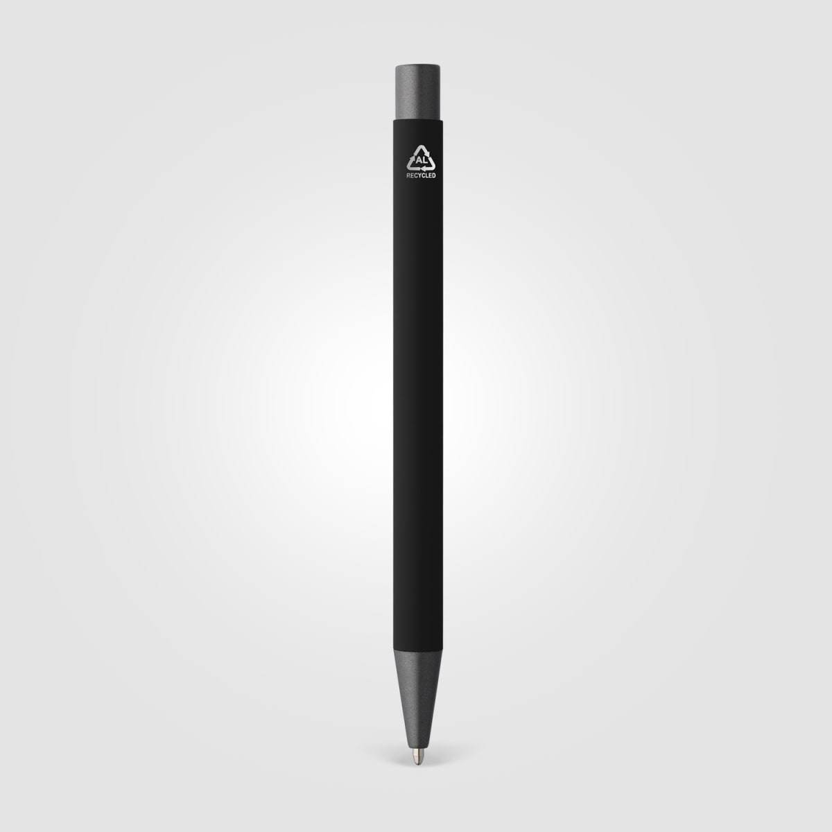 Branded Recycled Aluminium Soft-Touch Ballpoint Pen in Black