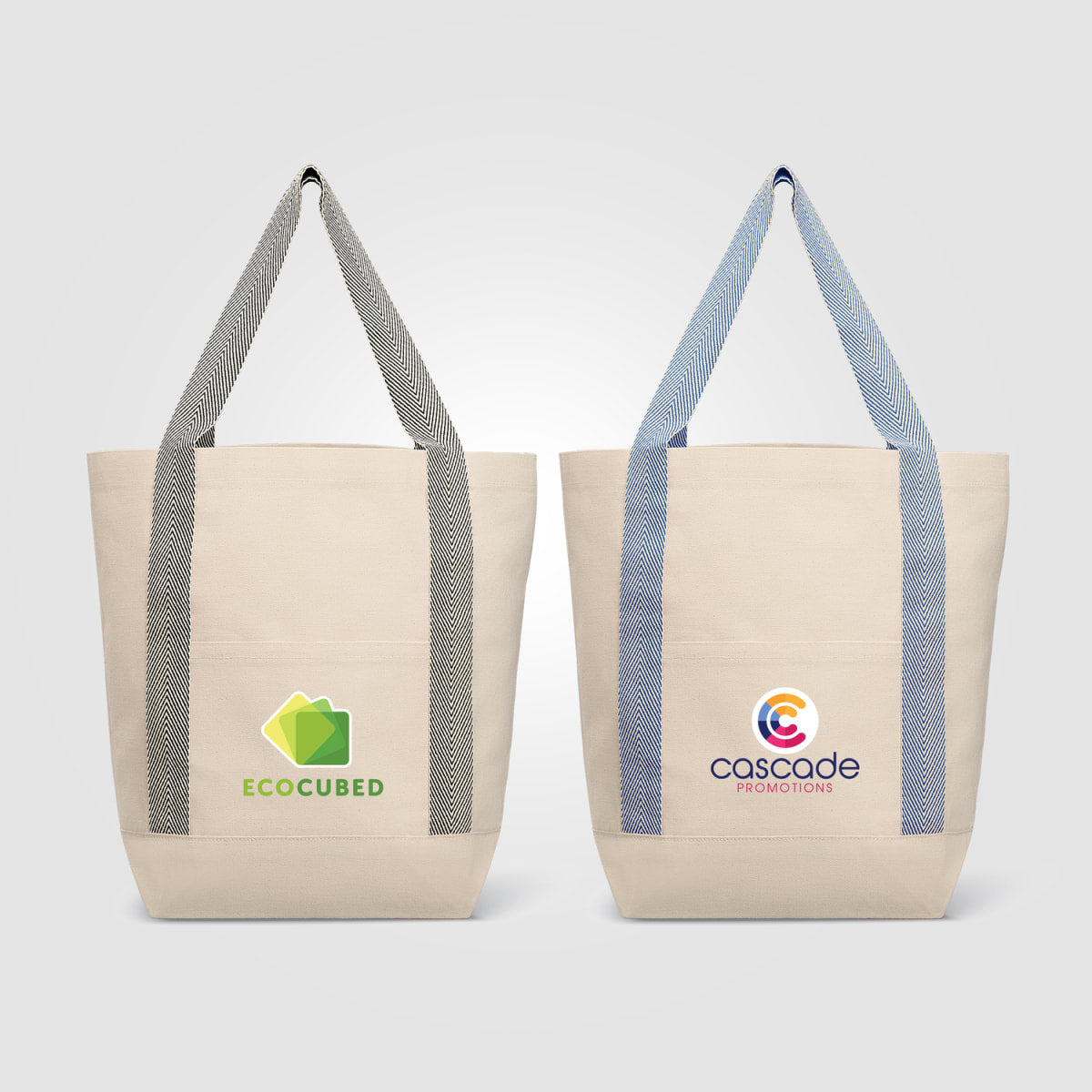 Branded Recycled Cotton Canvas Tote with Front Pocket