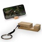 Branded Bamboo Phone Stand Keyring