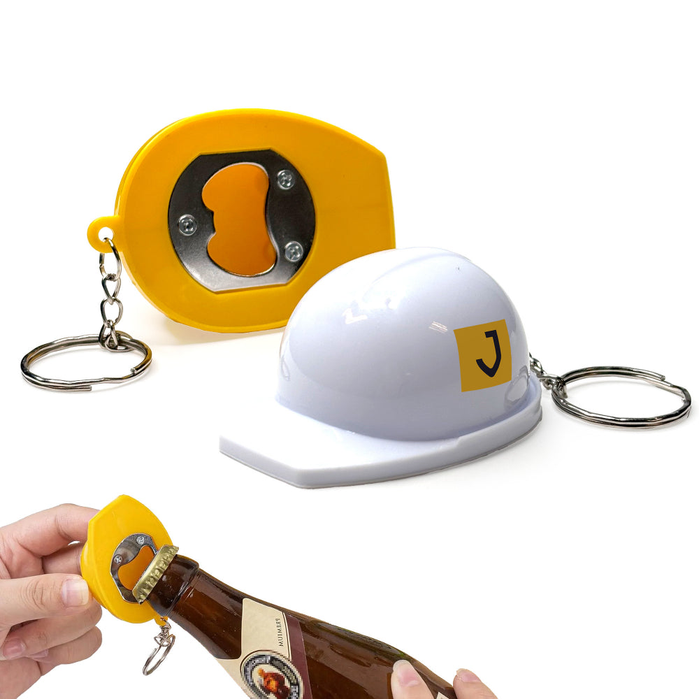 Branded Hard Hat Bottle Opener Keyring Stress Toy