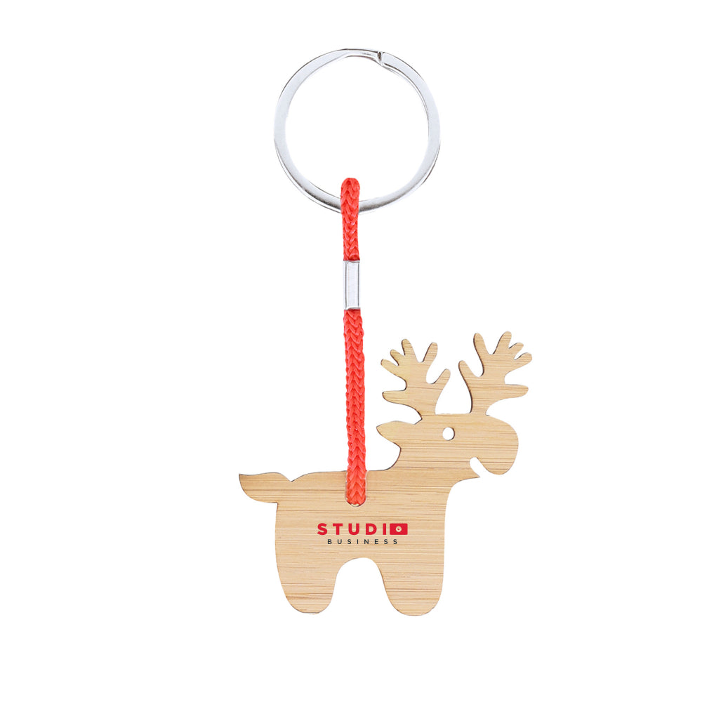 Branded Christmas Bamboo Keyrings Stress Toy