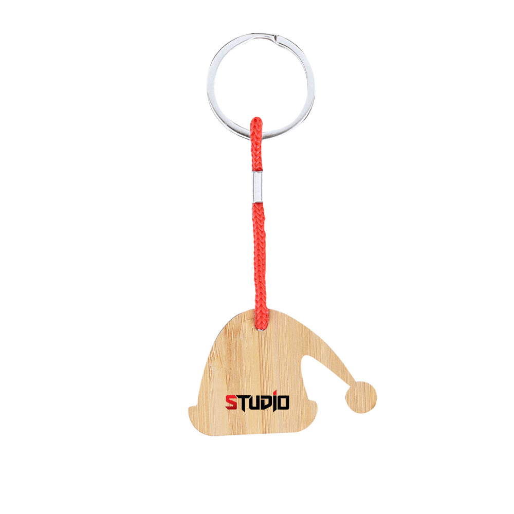 Branded Christmas Bamboo Keyrings Stress Toy