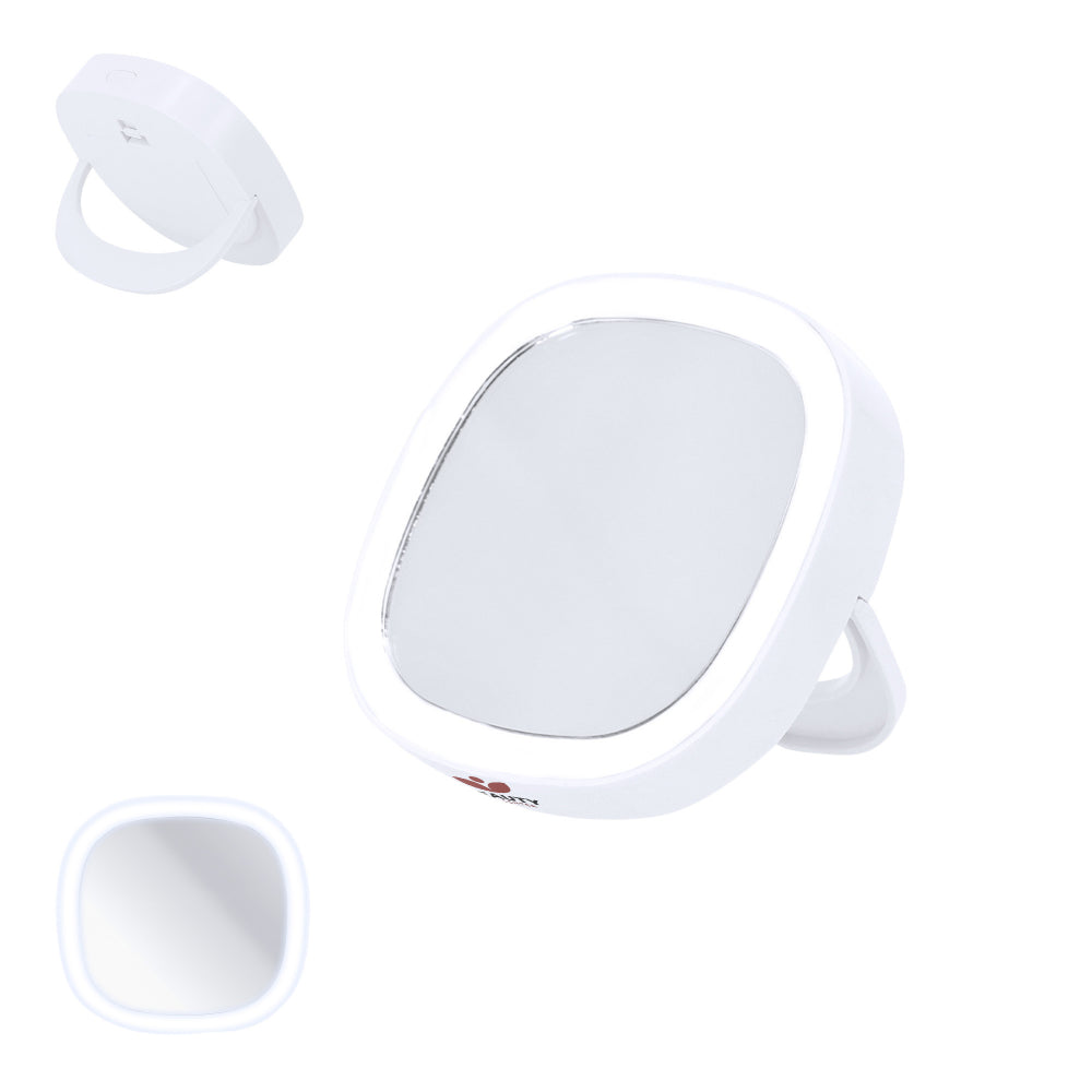 Branded Folding Mirror With Light Stress Toy