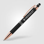 Branded Rose Gold Trim Soft-Touch Metal Pen with Diamond Grip