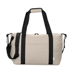 Branded Recycled PU Travel Duffel Bag with Trolley Strap in Dune
