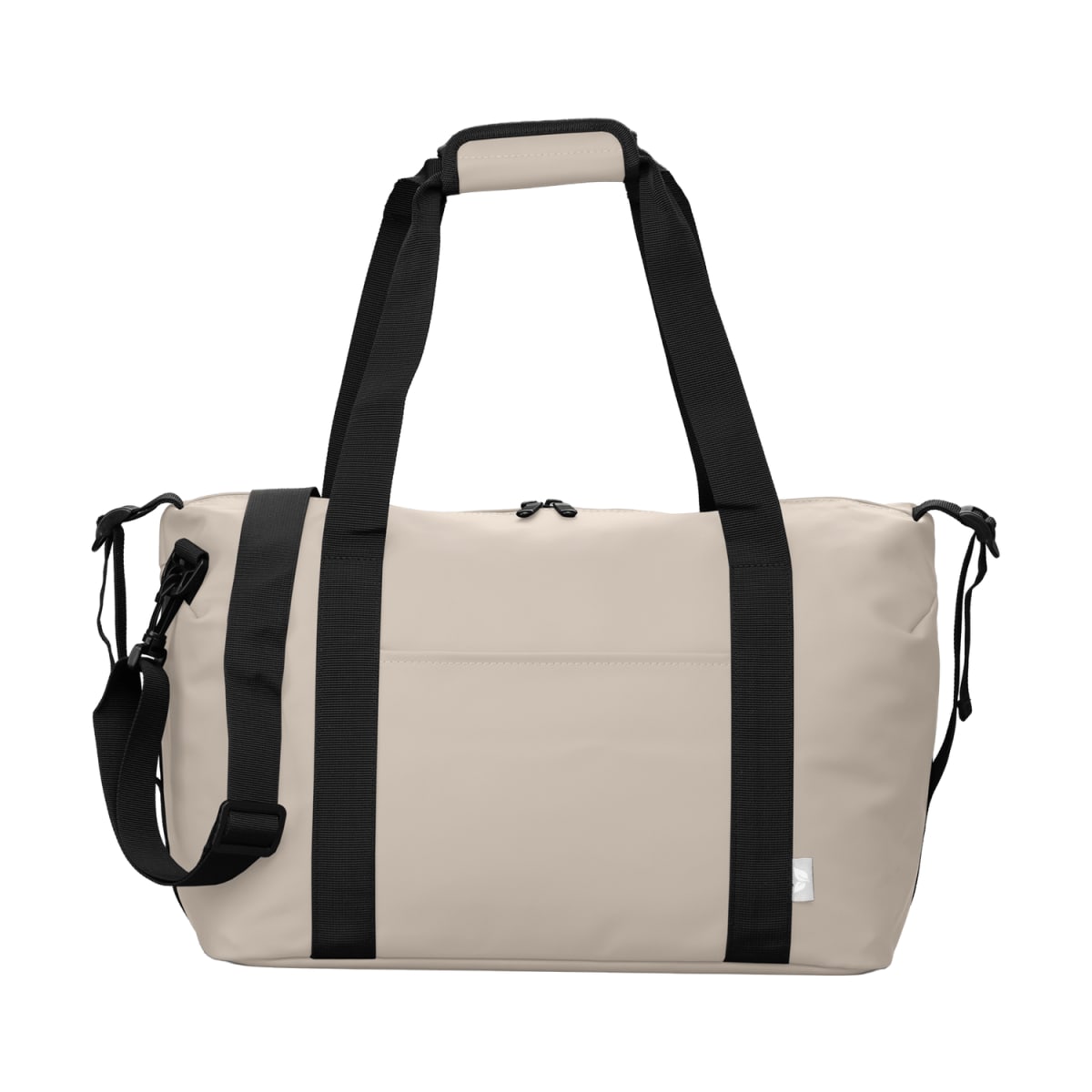 Branded Recycled PU Travel Duffel Bag with Trolley Strap in Dune