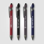 Branded Gunmetal Trim Metal Stylus Pen with Soft Touch Barrel
