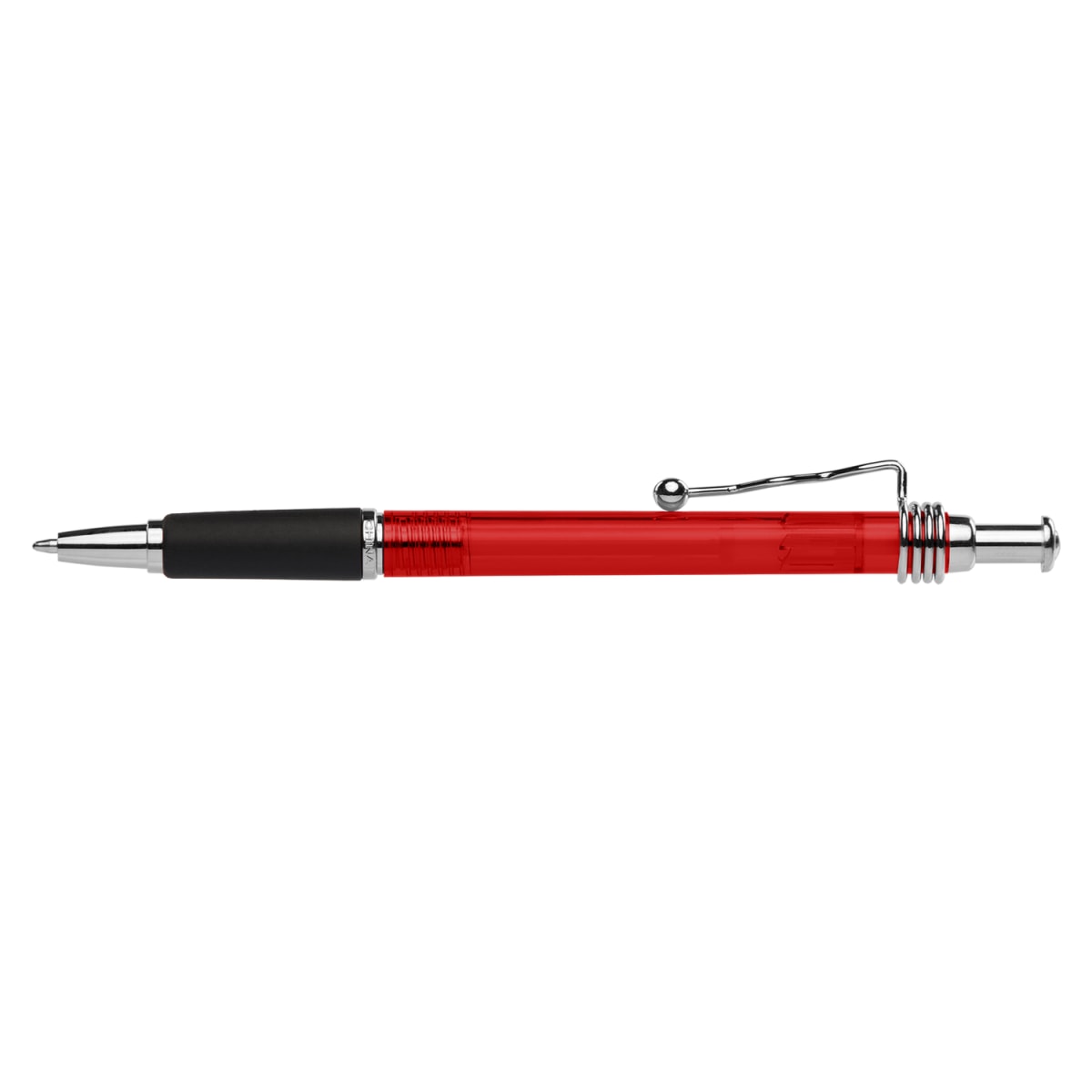 Branded Translucent Ballpoint Pen with Spiral Clip in Translucent Red