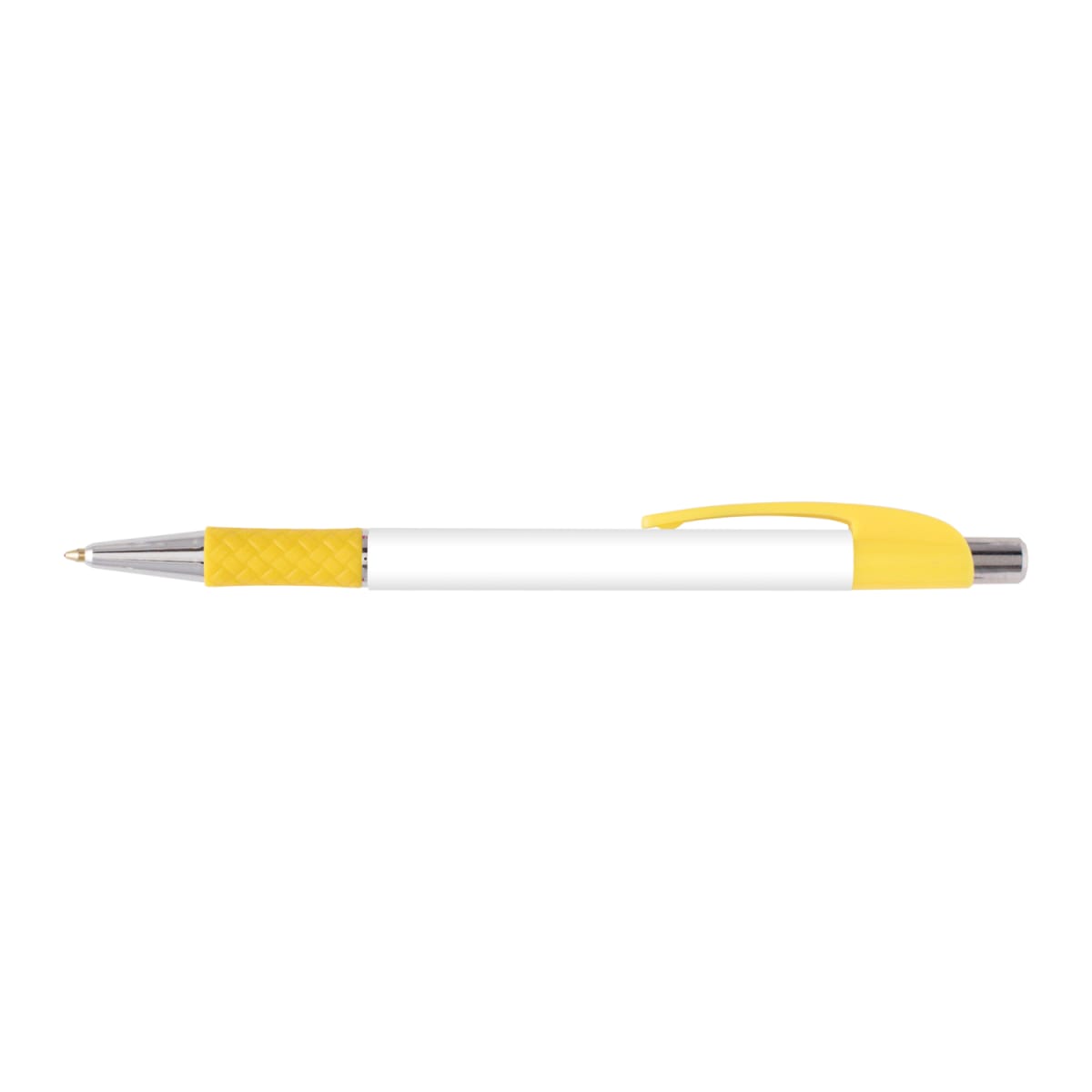 Branded Full Colour Printed Grip Pen with Chrome Trim in Yellow