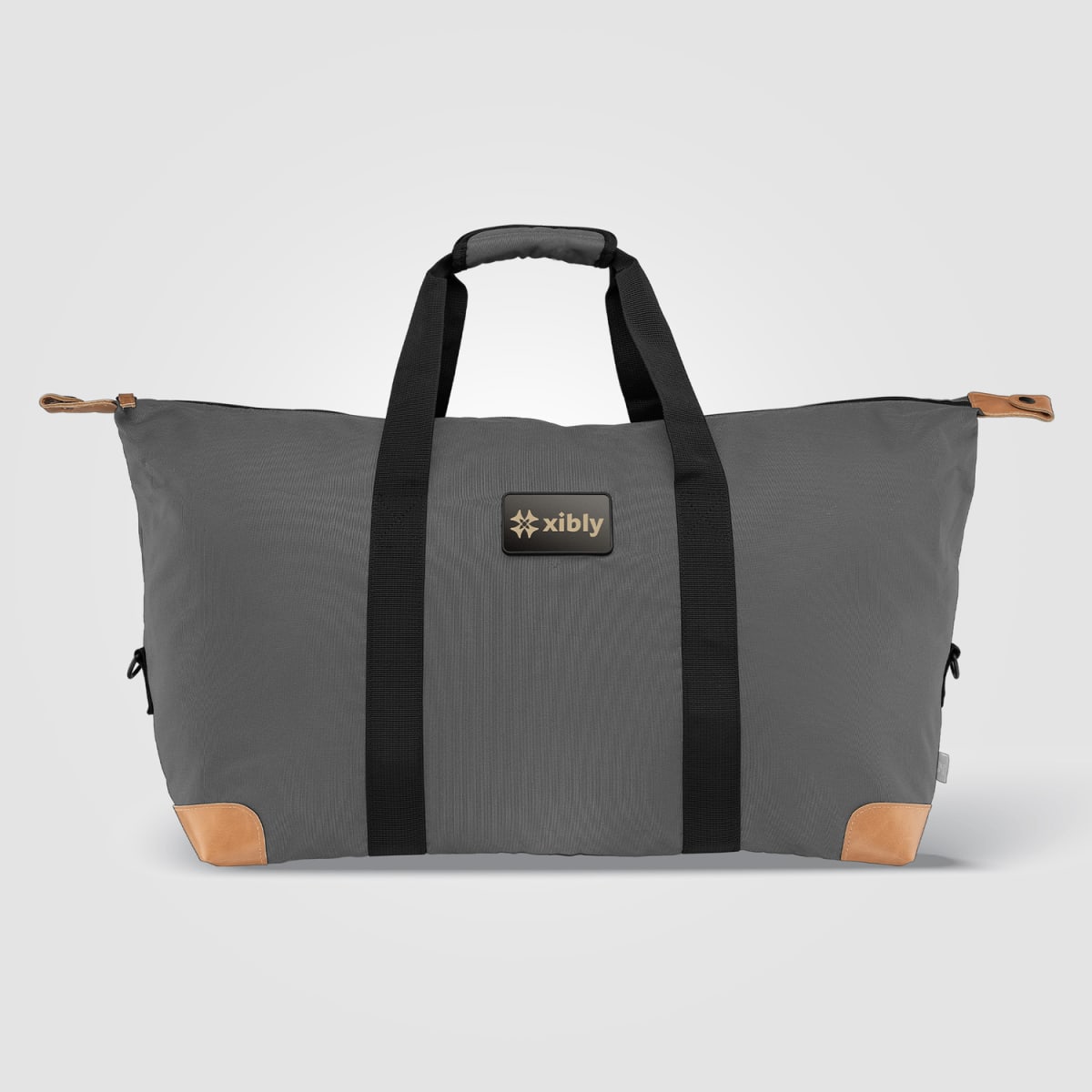 Branded rPET Duffel Bag with Tan Accents and Shoulder Strap