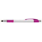 Branded Rubber Grip Ballpoint Pen with Integrated Stylus