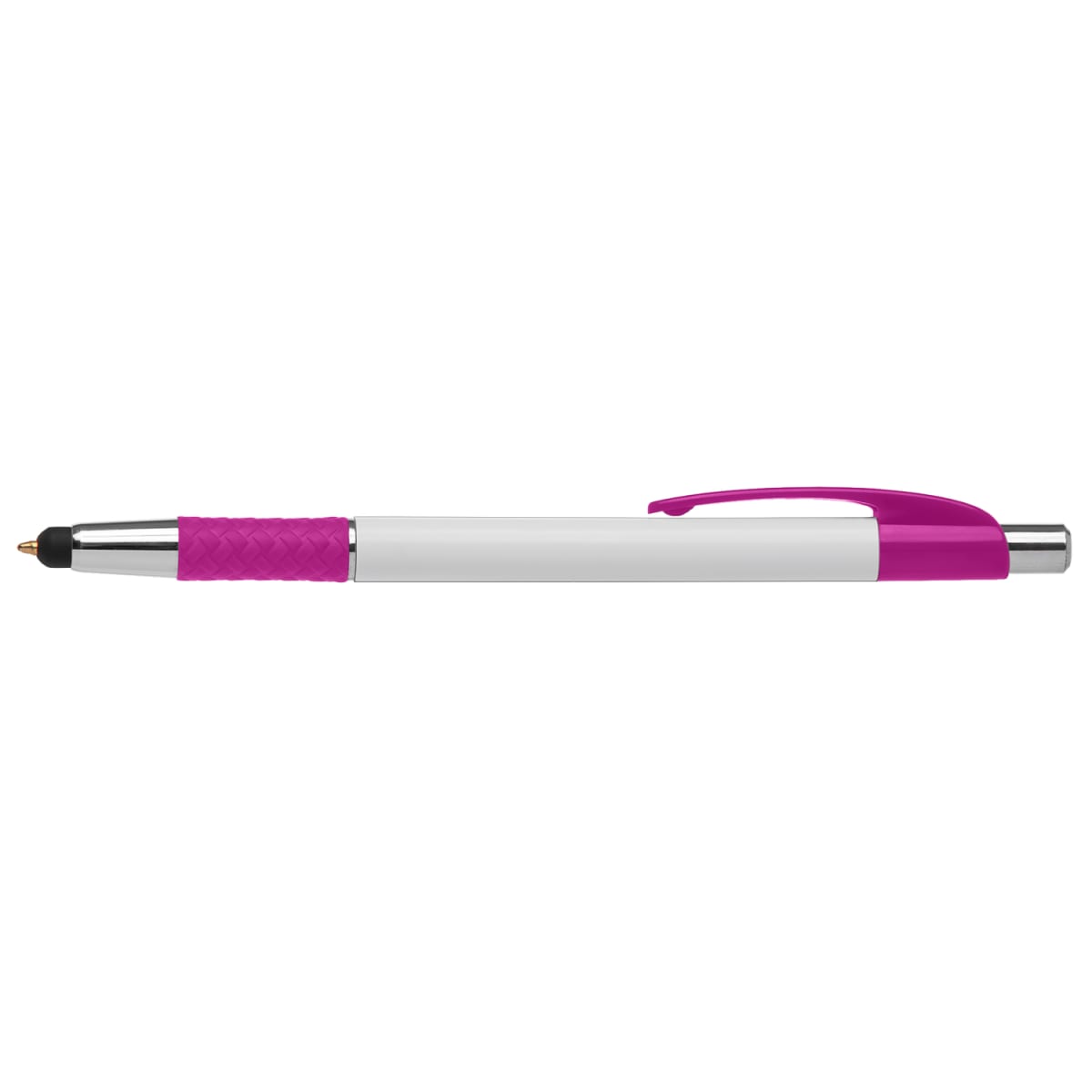 Branded Rubber Grip Ballpoint Pen with Integrated Stylus