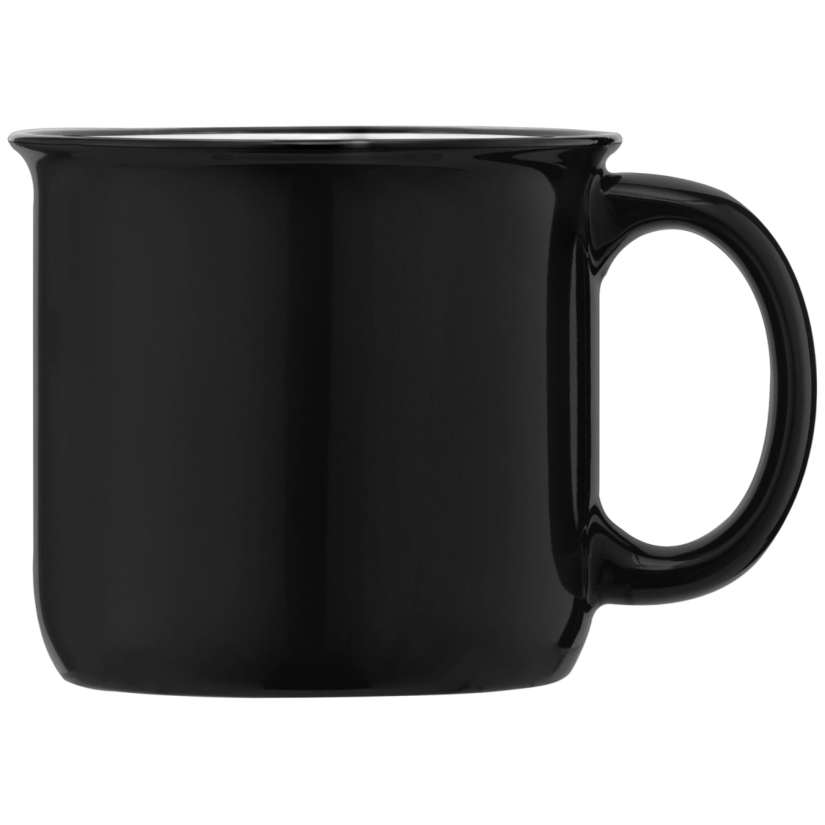 Branded Glossy Ceramic Campfire Mug 445 ml in Black