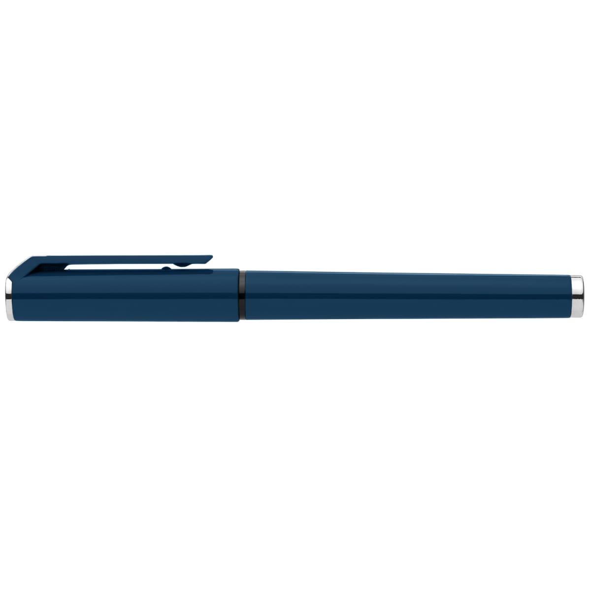 Branded Recycled Plastic Gel Pen with Rubber Grip in Navy Blue