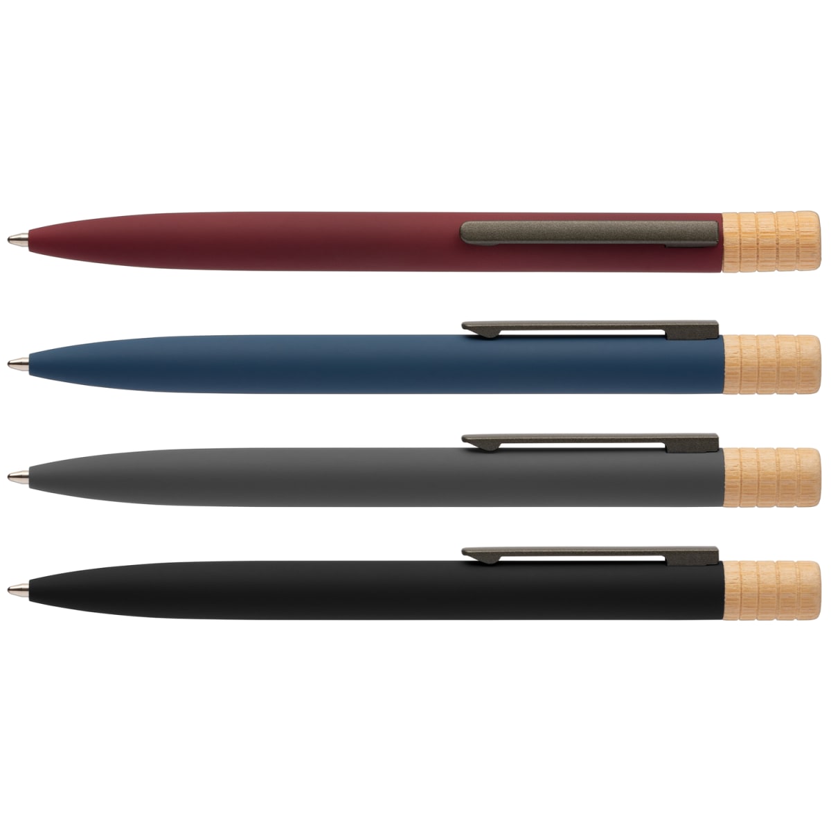Branded Recycled Aluminium Twist Pen with Bamboo Top