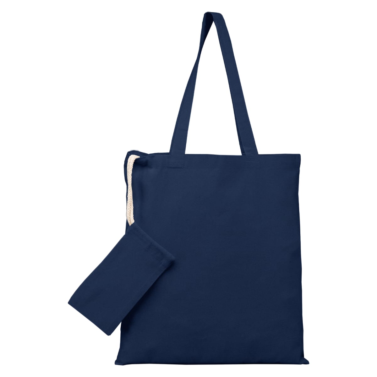 Branded Recycled Foldable Tote Bag with Pouch in Navy Blue