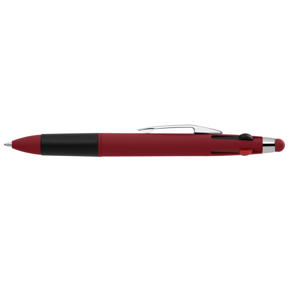 Branded Four Colour Ink Pen with Stylus in Red