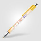 Branded Slimline Chrome Click Pen with Colour Clip in Yellow