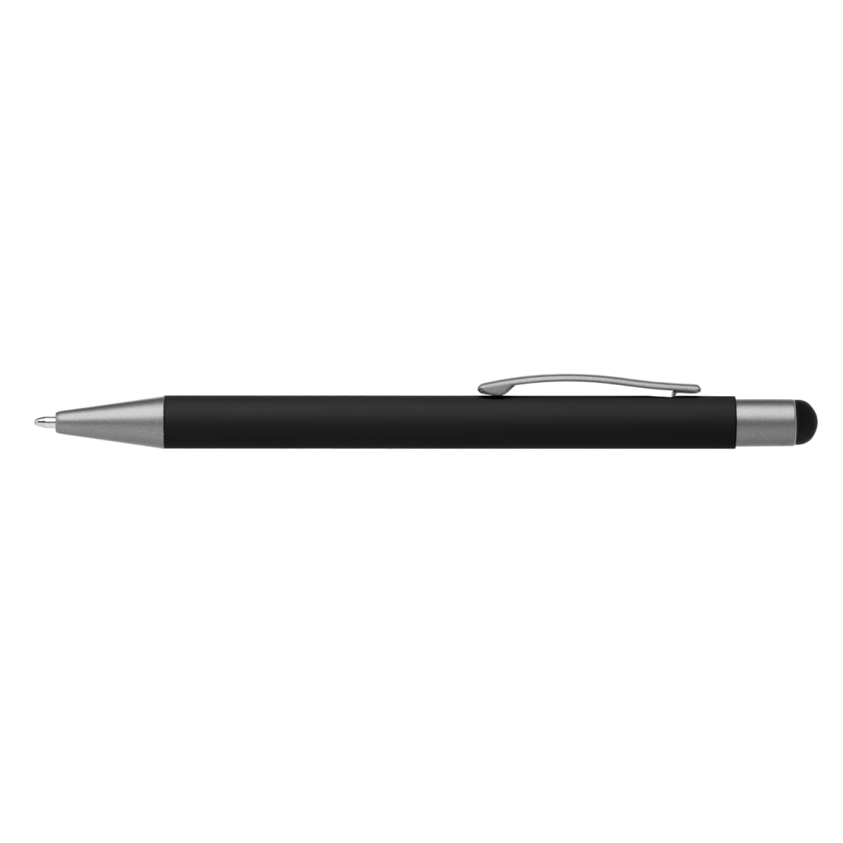 Branded Retractable Gunmetal Trim Stylus Pen in Black