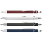 Branded Metal Spinner Pen with Chrome Trim and Stylus