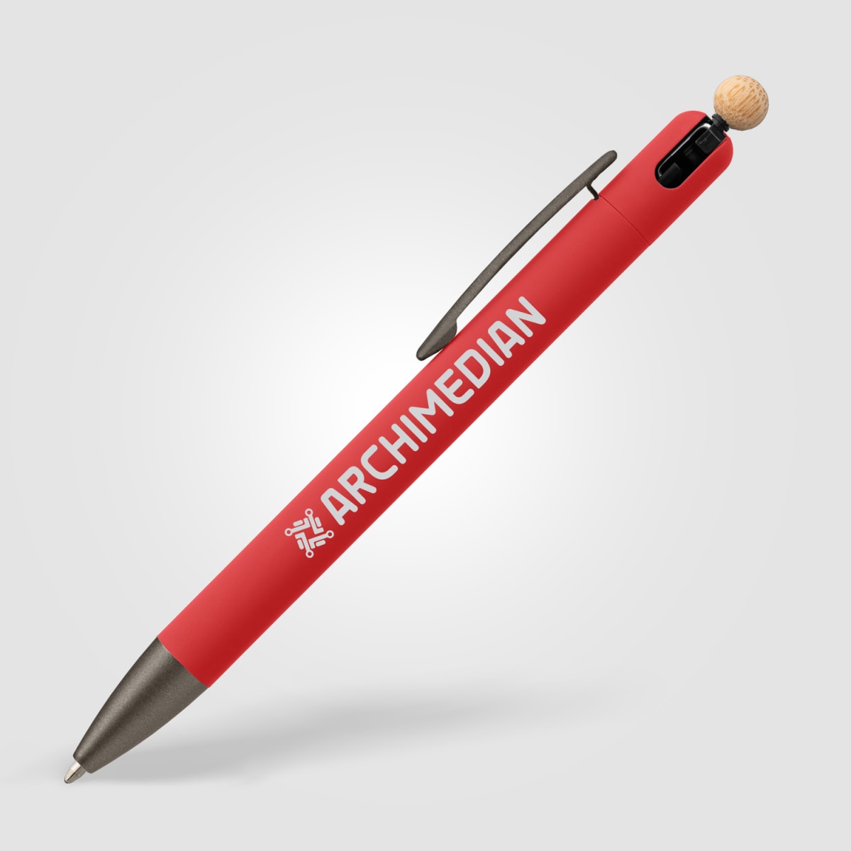 Branded Recycled Aluminium Fidget Pen with Bamboo Ball