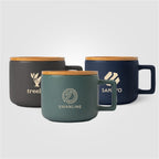 Branded Ceramic Mug with Bamboo Lid Coaster 355 ml
