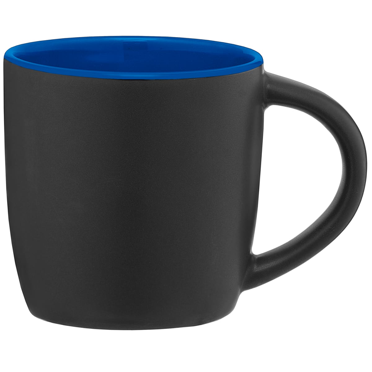 Branded Matte Black Ceramic Mug with Colour Interior 355ml in Royal Blue