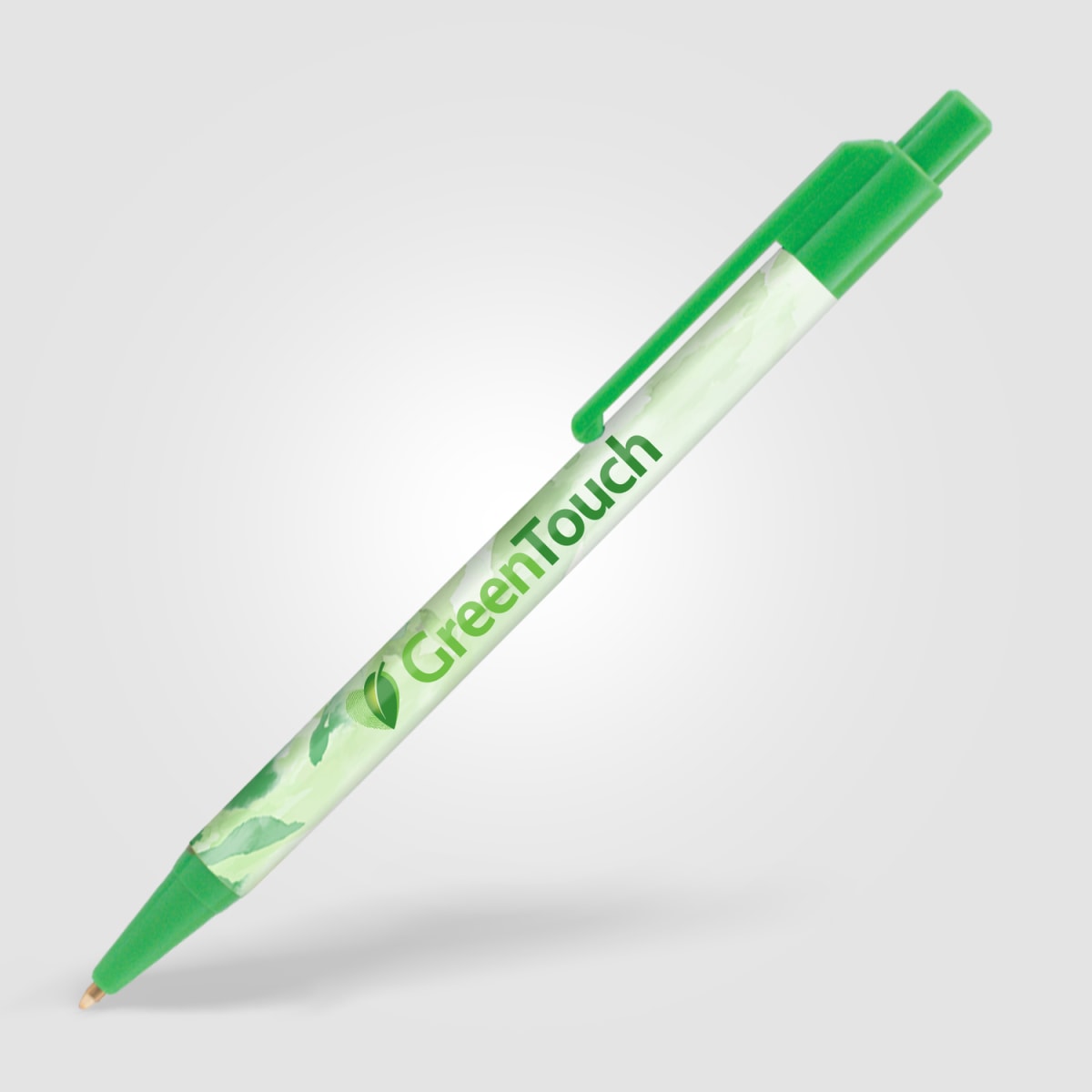 Branded Slimline Retractable Ballpoint Pen in Green