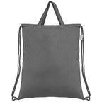 Branded Recycled Cotton Drawstring Bag with Top Handles in Gray