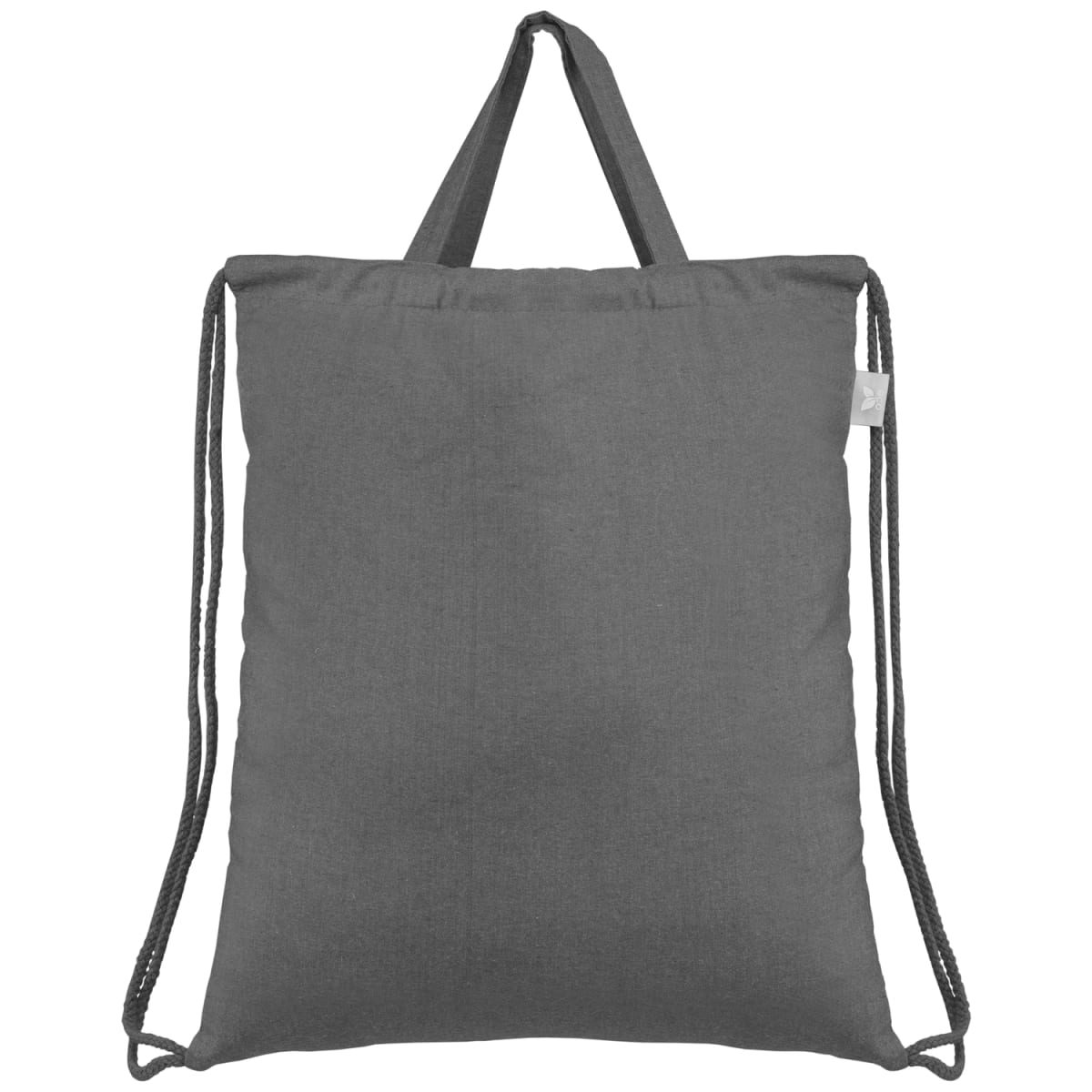 Branded Recycled Cotton Drawstring Bag with Top Handles in Gray