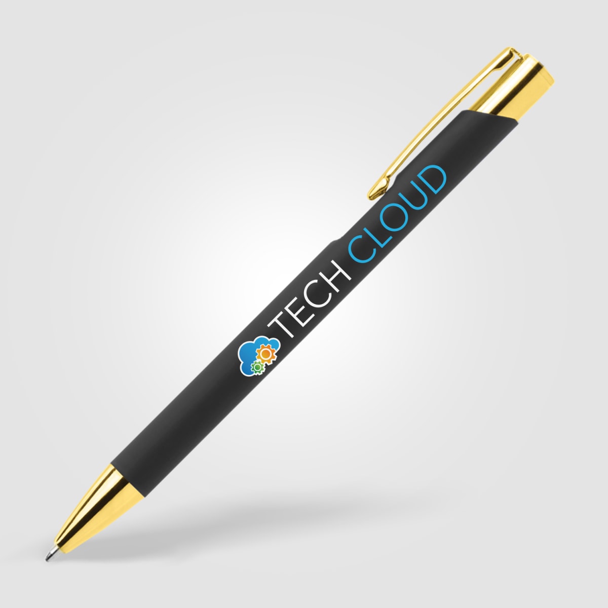 Branded Gold Trim Soft-Touch Aluminium Pen