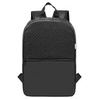 Branded Recycled Polyester Quilted Backpack in Black