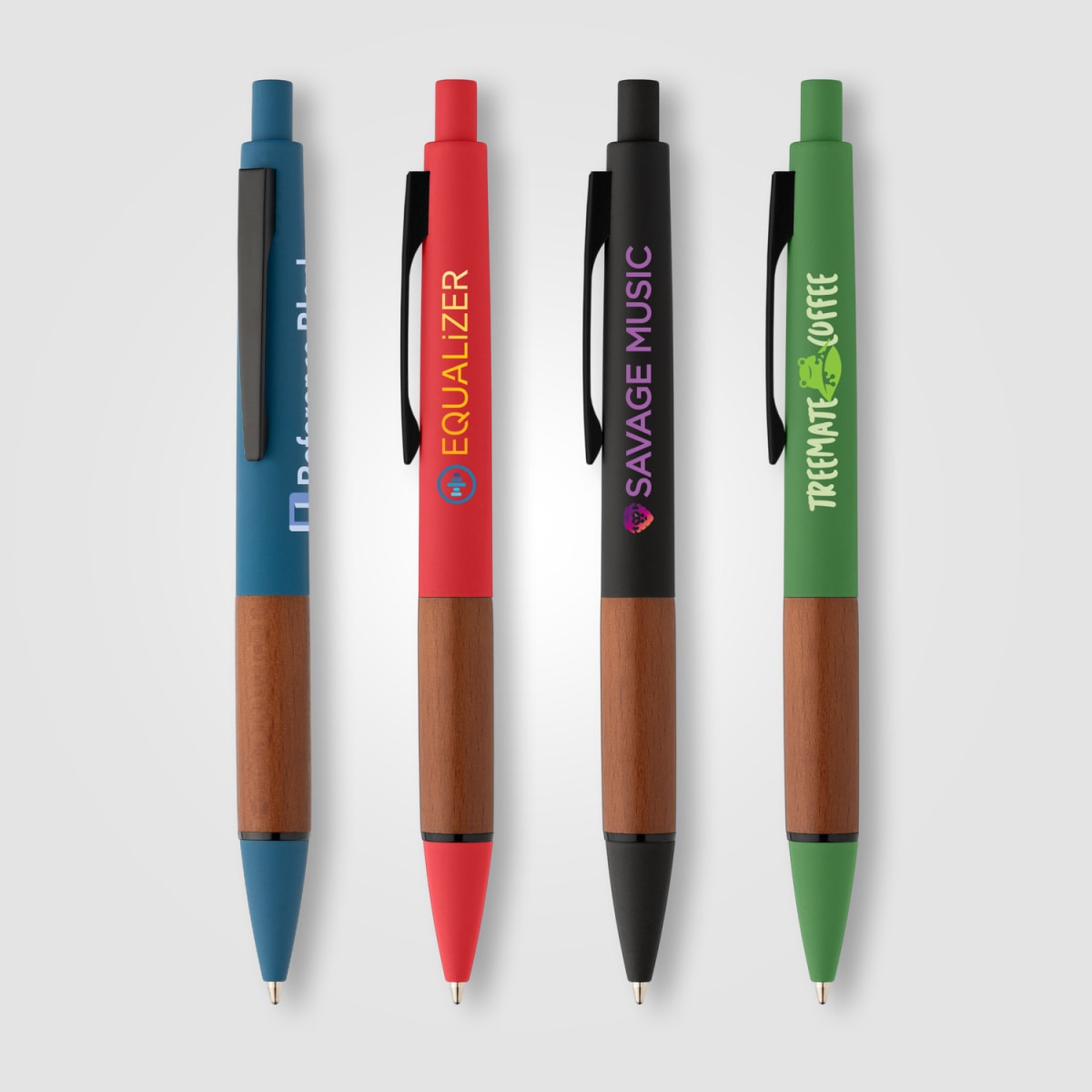 Branded Recycled Plastic Pen with FSC Wood Grip